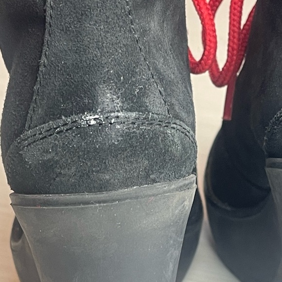 Ralph Lauren Polo Helene Black Platform Suede Boots Booties Lace Up 38.5 8.5 - Picture 9 of 9